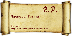 Nyemecz Panna névjegykártya